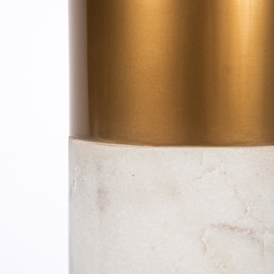 Contempo Lux Two Tone Marble-Brass Table Lamp in White