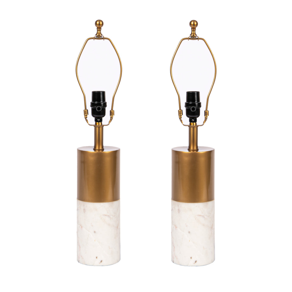 Contempo Lux Two Tone Marble-Brass Table Lamp in White