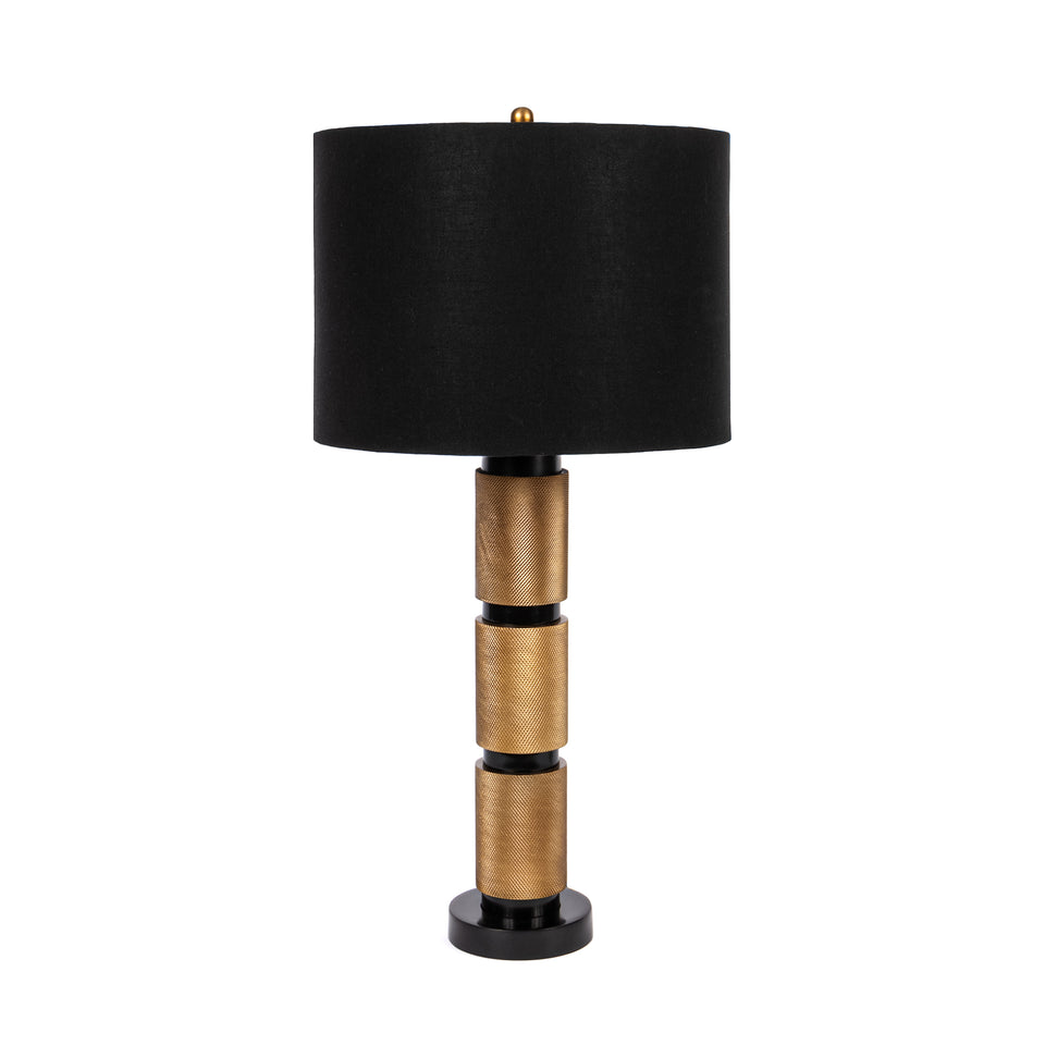 Textured Metal 3 Tiered Cylinder Table Lamp in Bronze