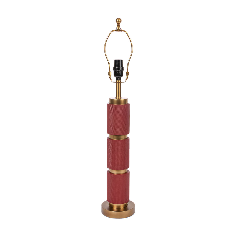 Textured Metal 3 Tiered Cylinder Table Lamp in Red