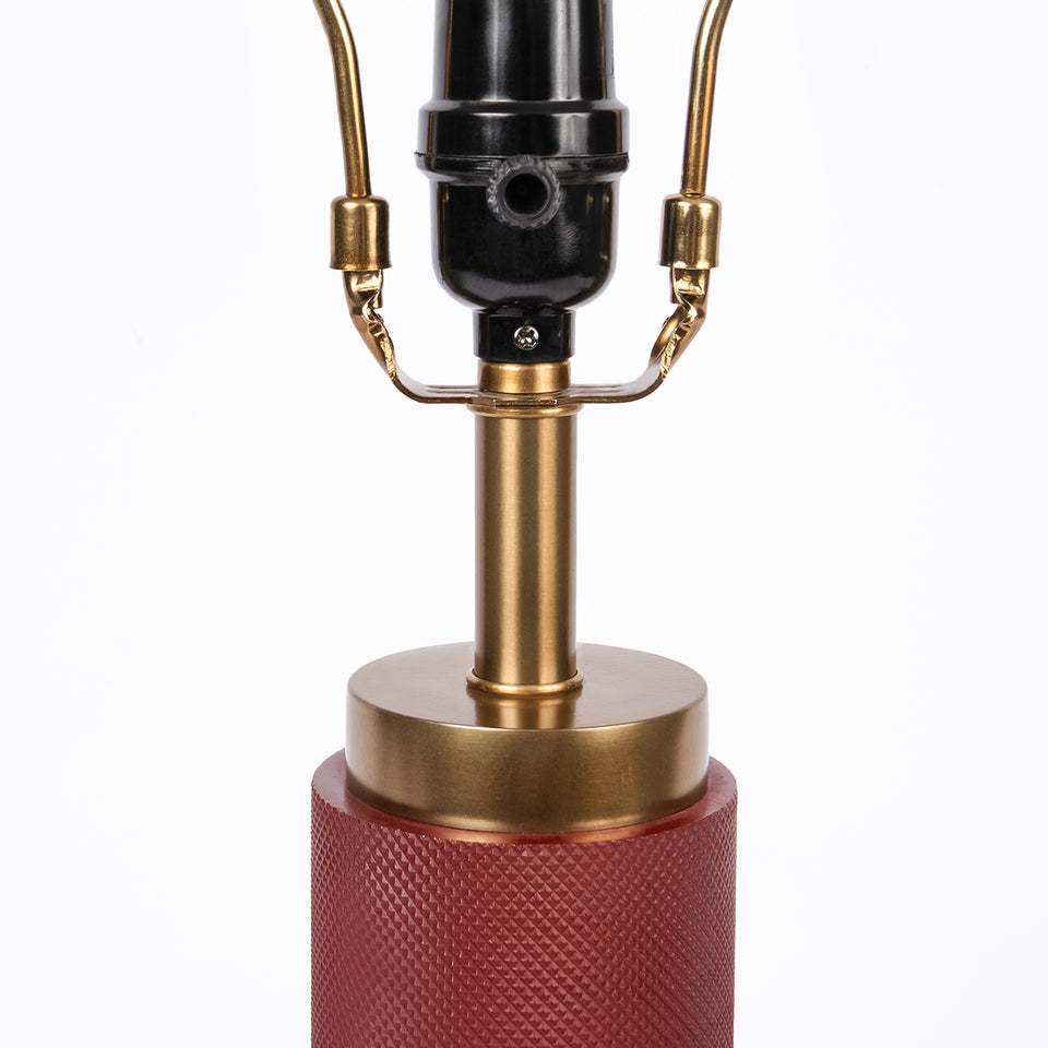 Textured Metal 3 Tiered Cylinder Table Lamp in Red