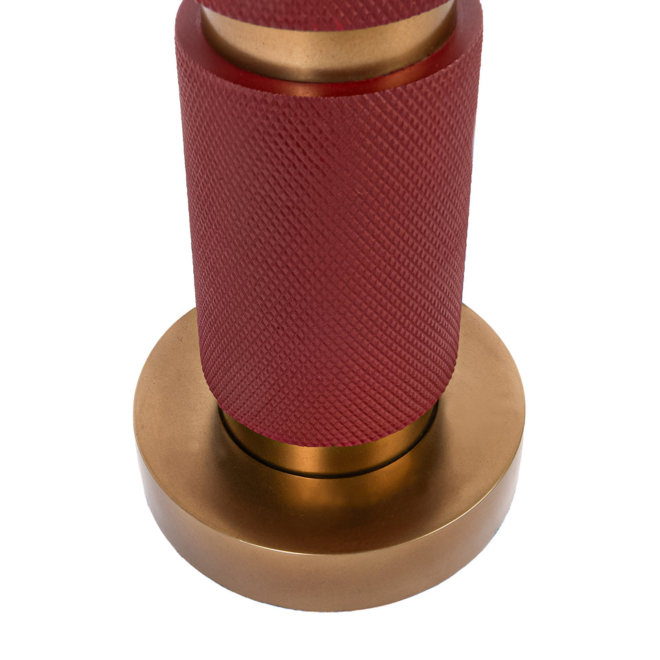 Textured Metal 3 Tiered Cylinder Table Lamp in Red