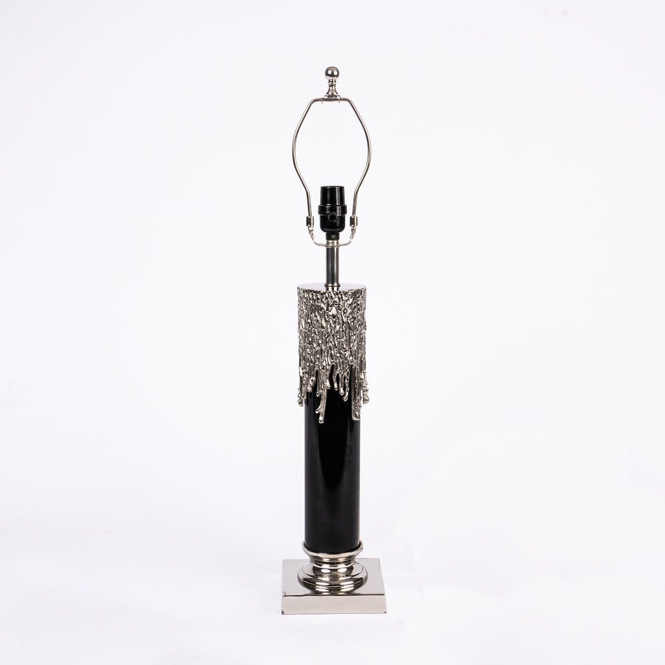 Melted Candle Cylinder Base Table Lamp in Silver