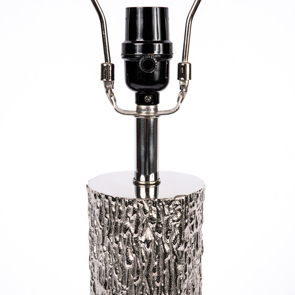 Melted Candle Cylinder Base Table Lamp in Silver