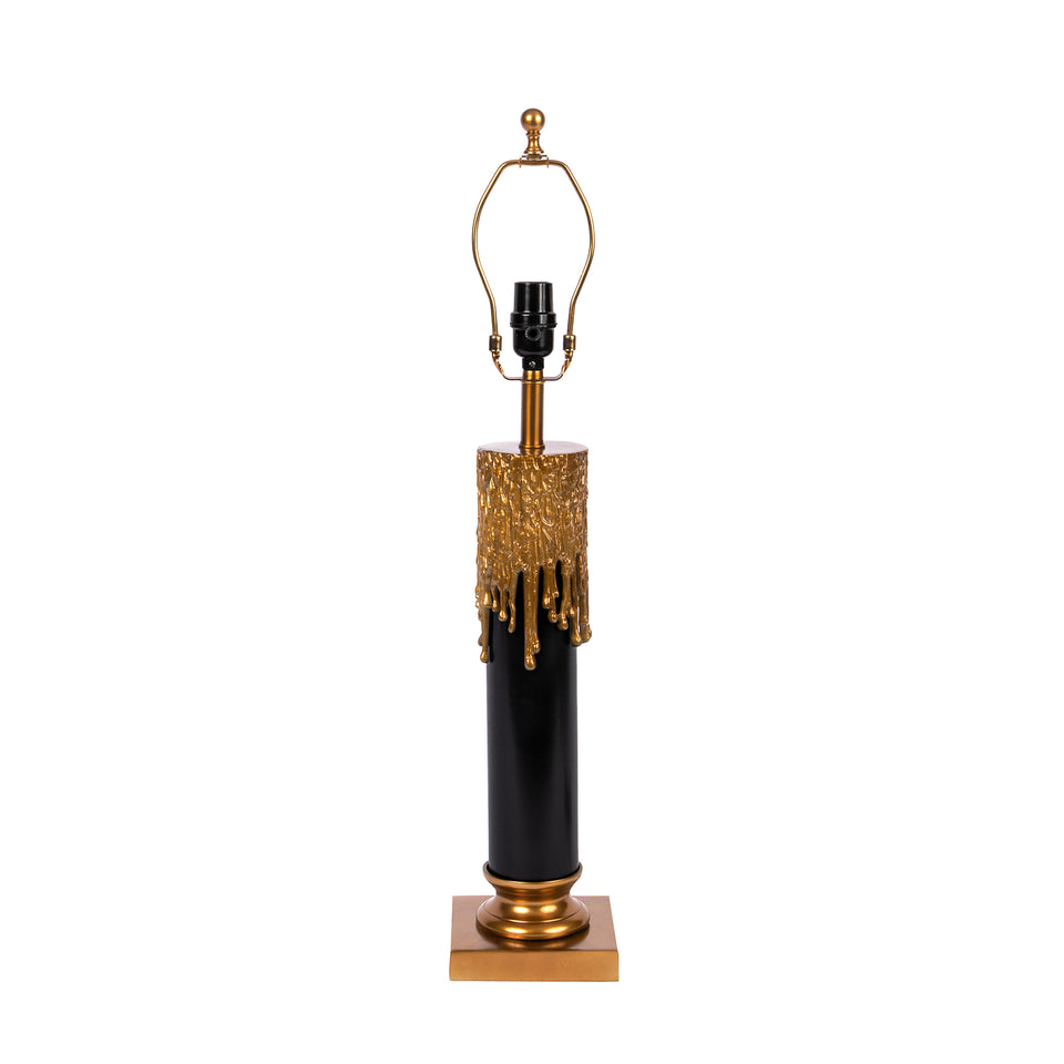 Melted Candle Cylinder Base Table Lamp in Brass