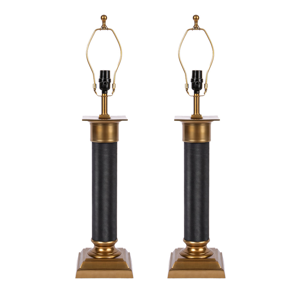 Baron Regal Textured Metal Column Lamp in Black