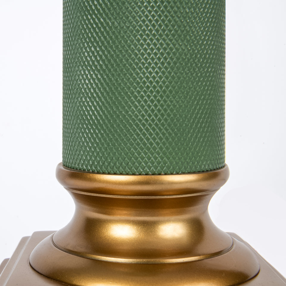 Baron Regal Textured Metal Column Lamp in Jade Green