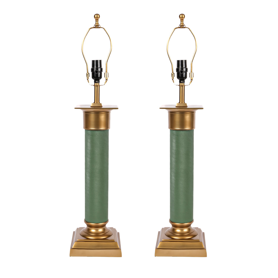 Baron Regal Textured Metal Column Lamp in Jade Green