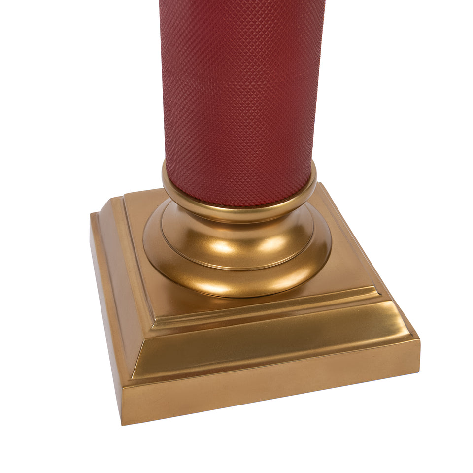 Baron Regal Textured Metal Column Lamp in Red