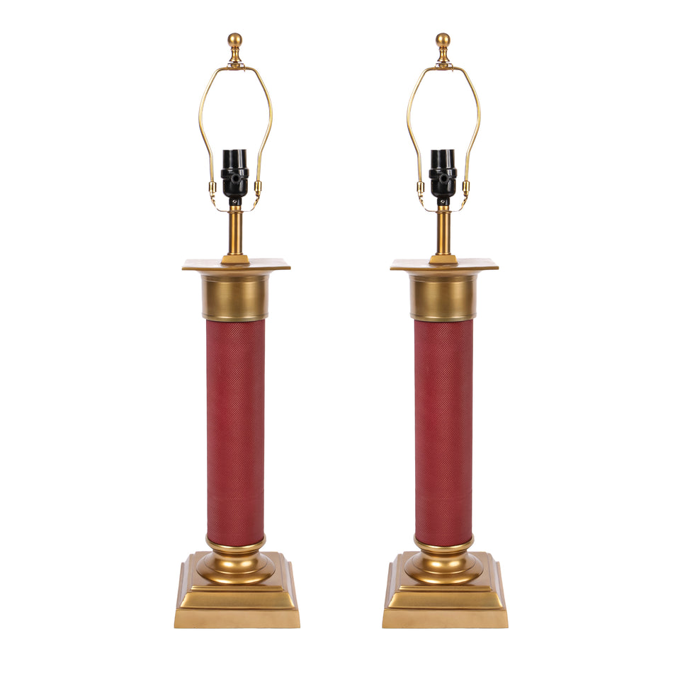 Baron Regal Textured Metal Column Lamp in Red