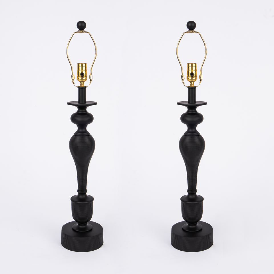 Obsidian Elegance Tall Metal Table Lamp