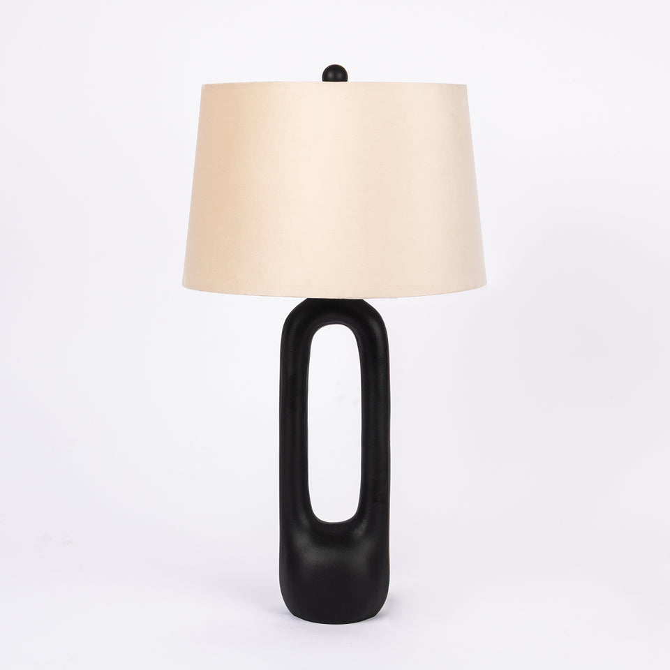 Abstract Oval-O Matte Black Metal Table Lamp