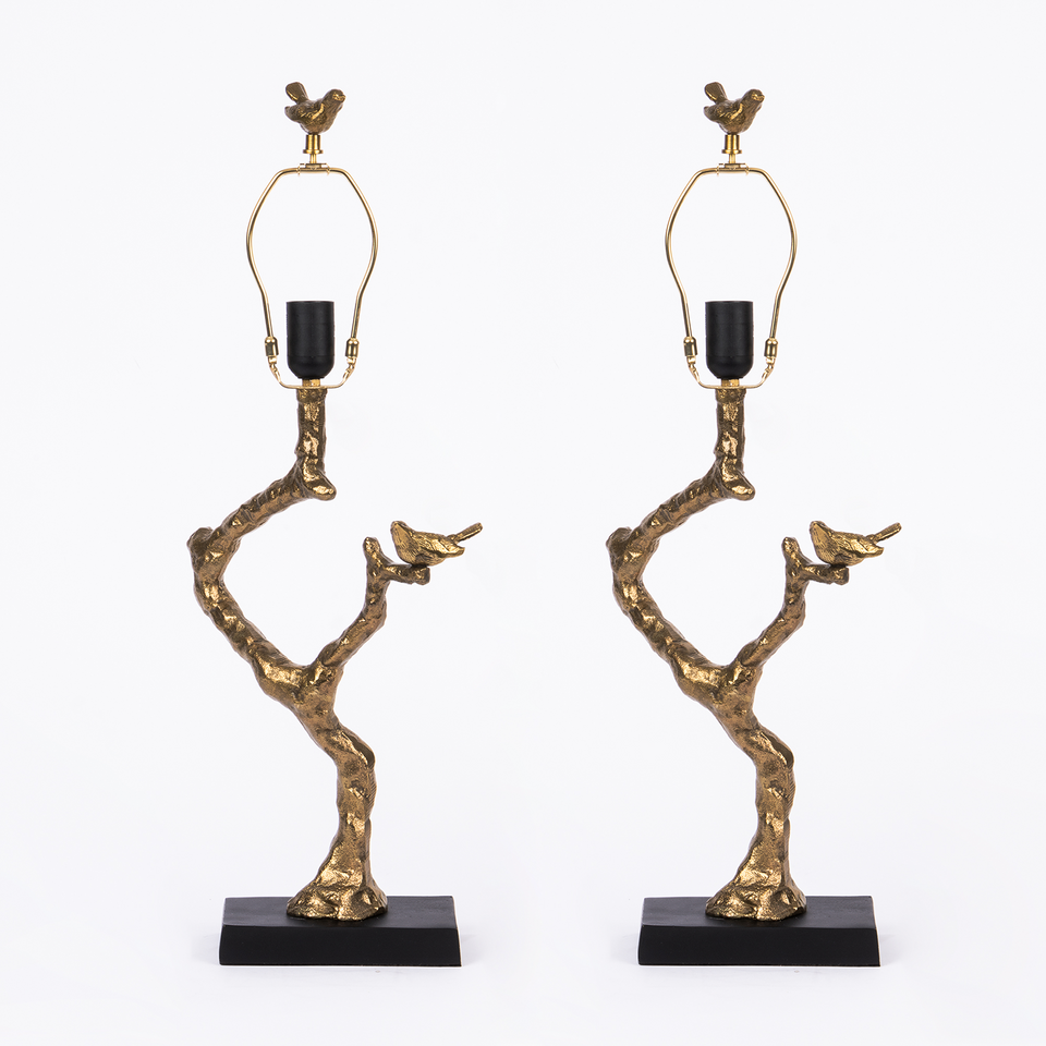 Golden Fable Birds Branch Table Lamp