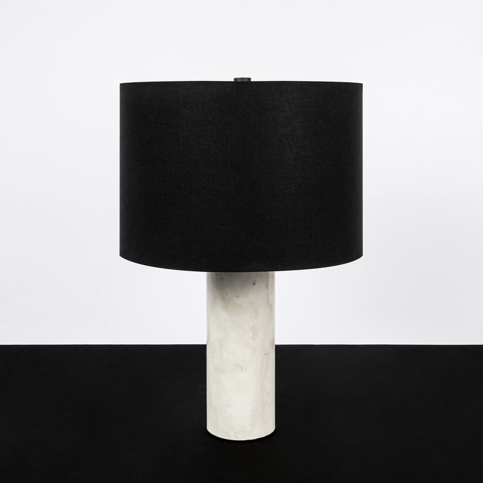 Cylinder White Marble Table Lamp