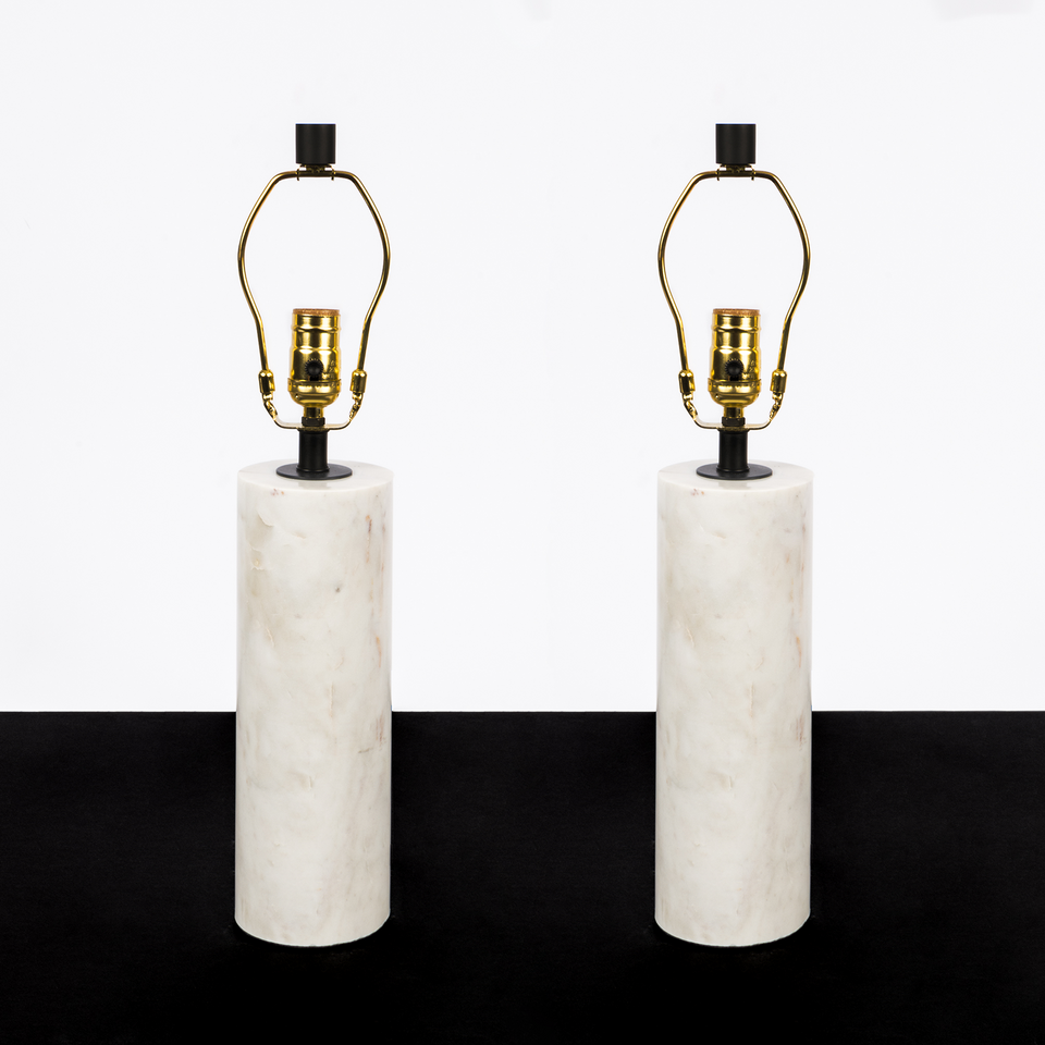 Cylinder White Marble Table Lamp