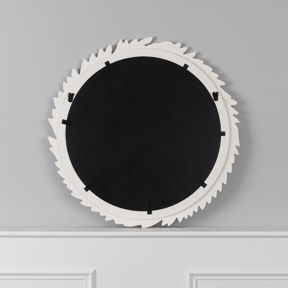 Leaf Carved Round Wall Mirror