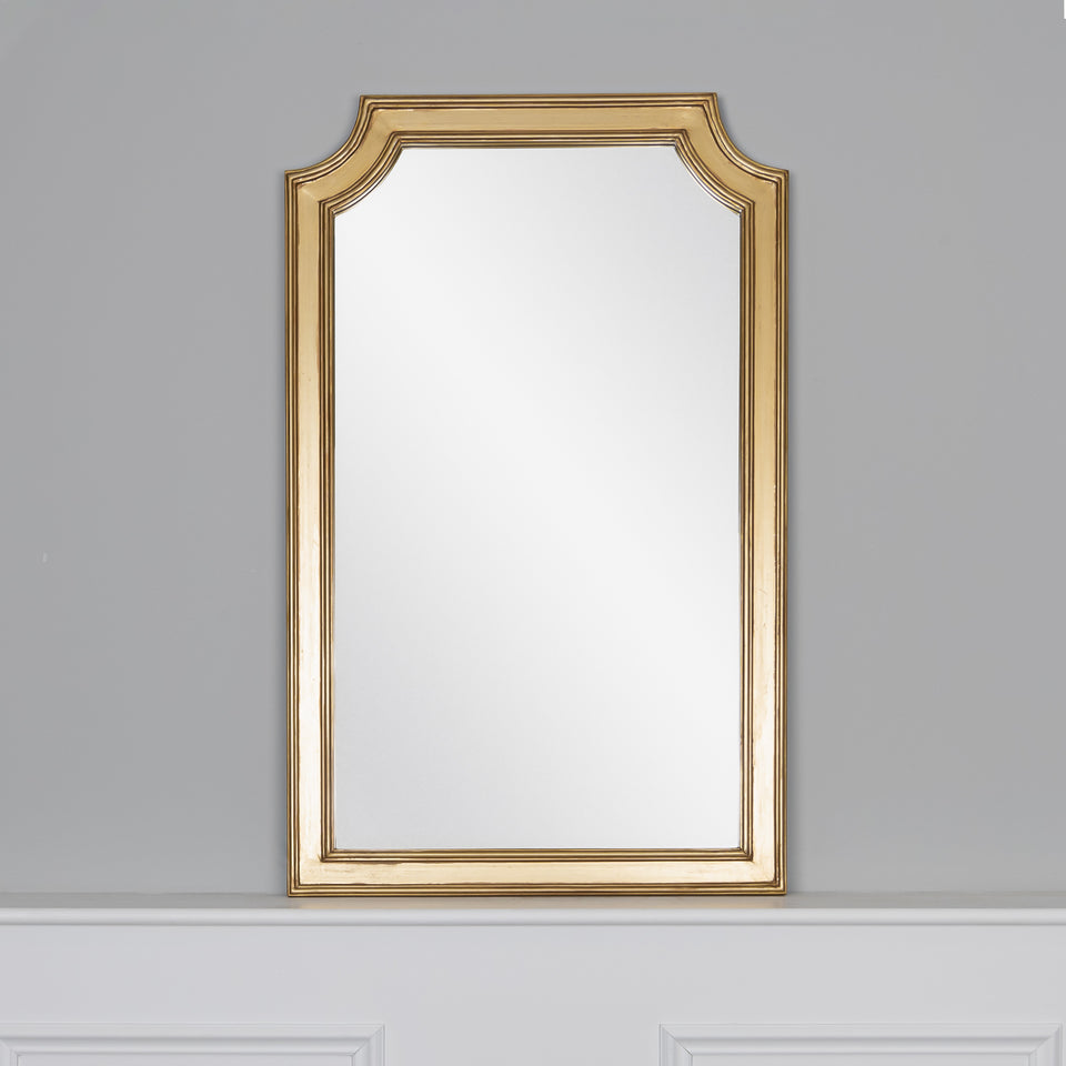Farmhouse Notched Corner Wall Mirror in Gold