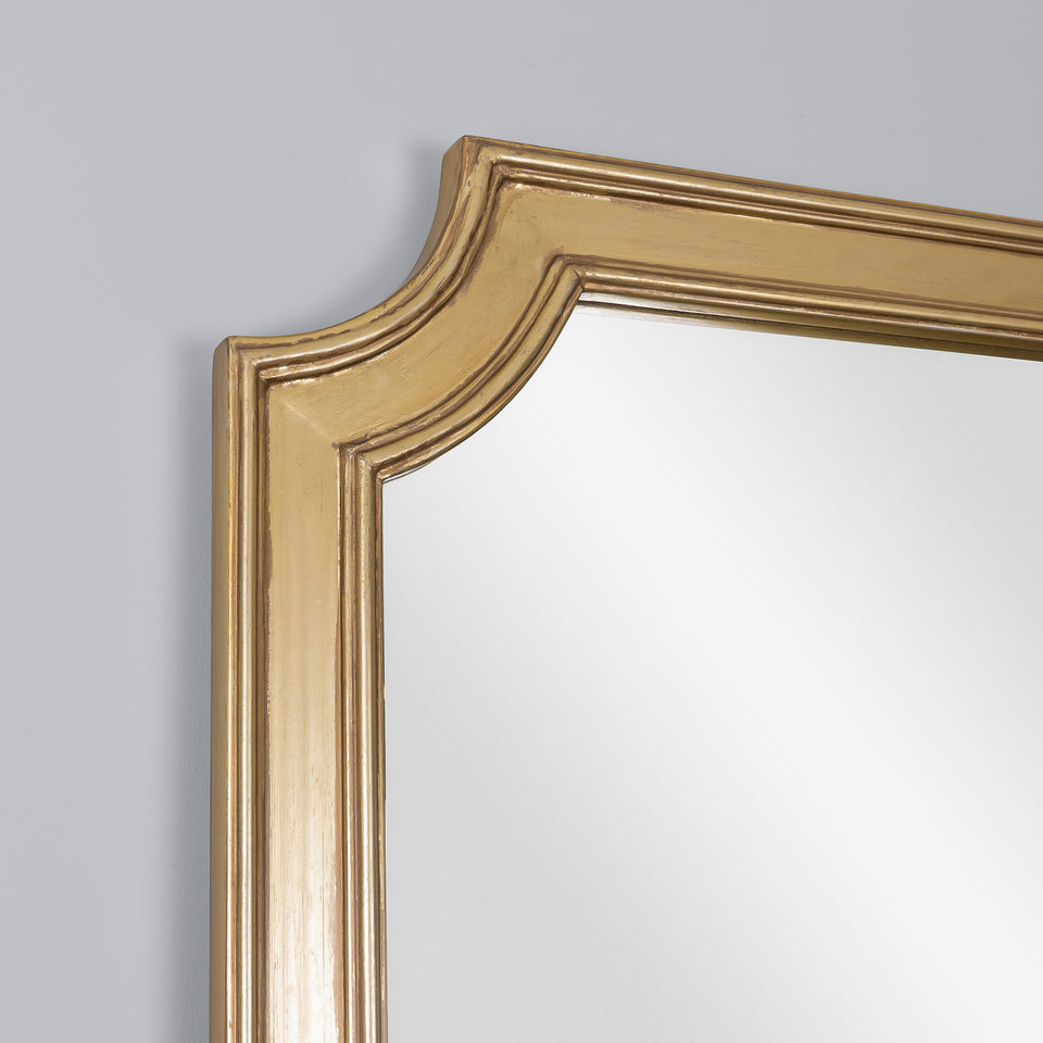 Farmhouse Notched Corner Wall Mirror in Gold
