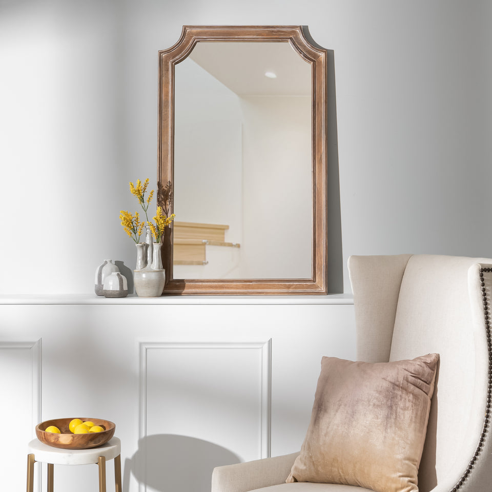 Farmhouse Notched Corner Wall Mirror in Natural