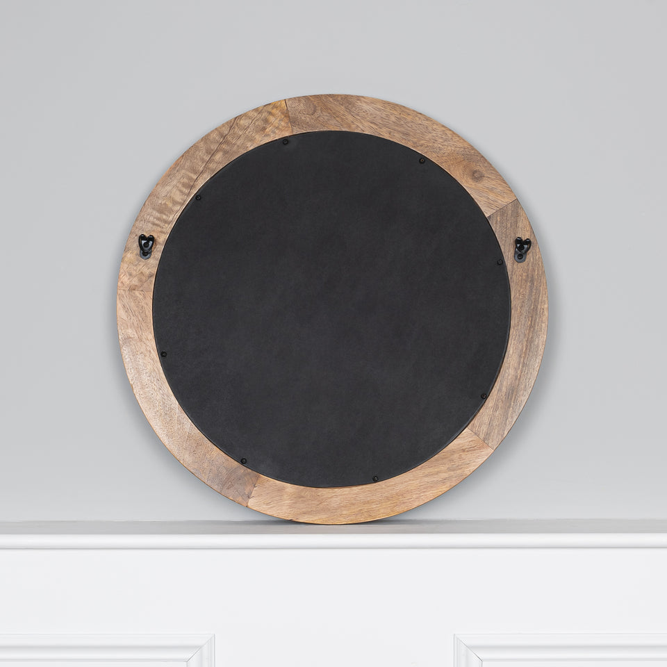 Modern Line Carved Round Wall Mirror