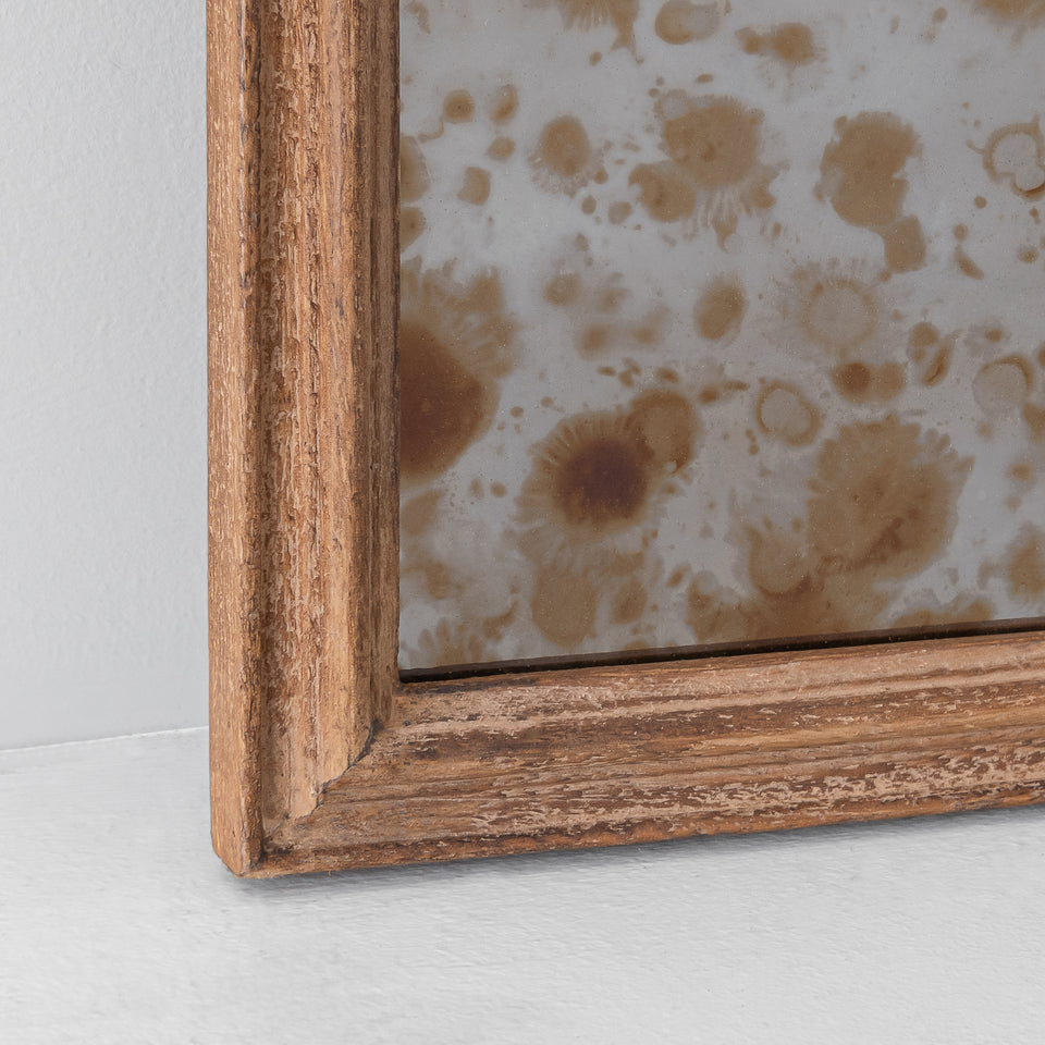 Antiqued Glass Square Wall Mirror in Natural