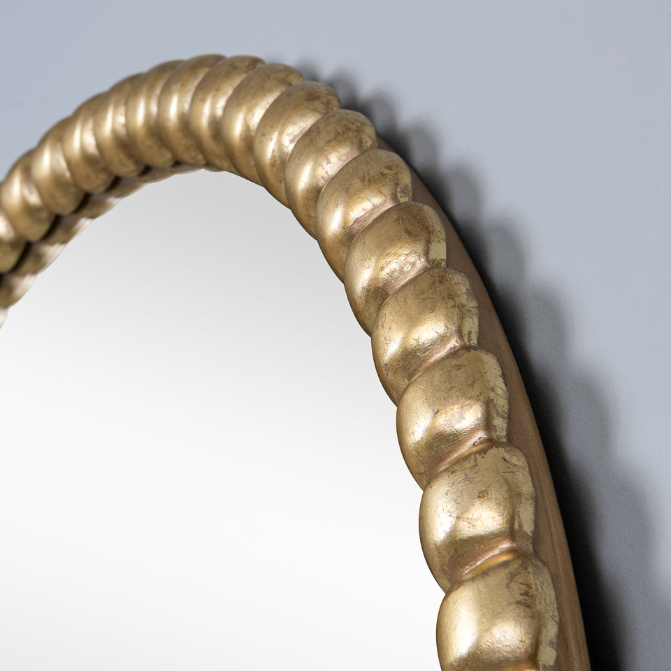 Round Gold Bead Frame Mirror