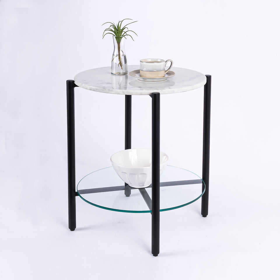 Transitional Black Base Round 2 Tier Table