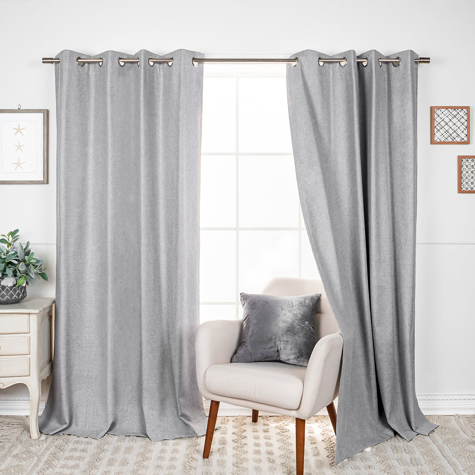 MAX Blackout Linen-Textured Curtains Set