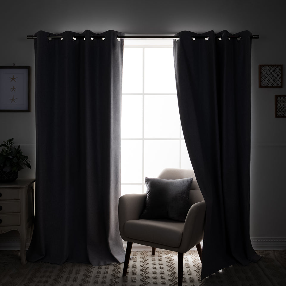 MAX Blackout Linen-Textured Curtains Set