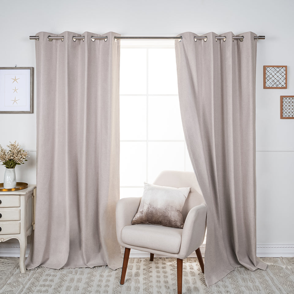 MAX Blackout Linen-Textured Curtains Set