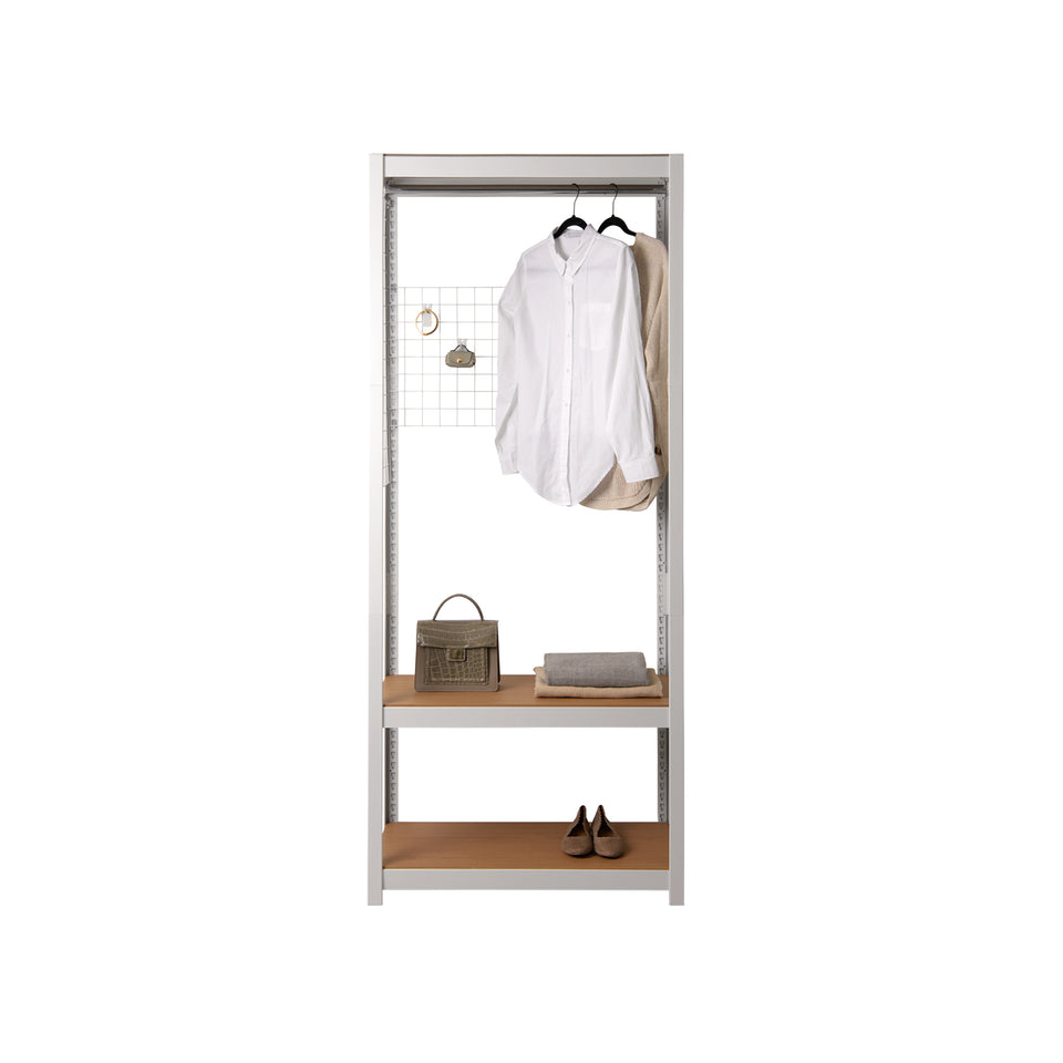 Kepsuul Clothing Rack + 1 Shelf + Mesh Board Customizable Modular Shelving and Storage