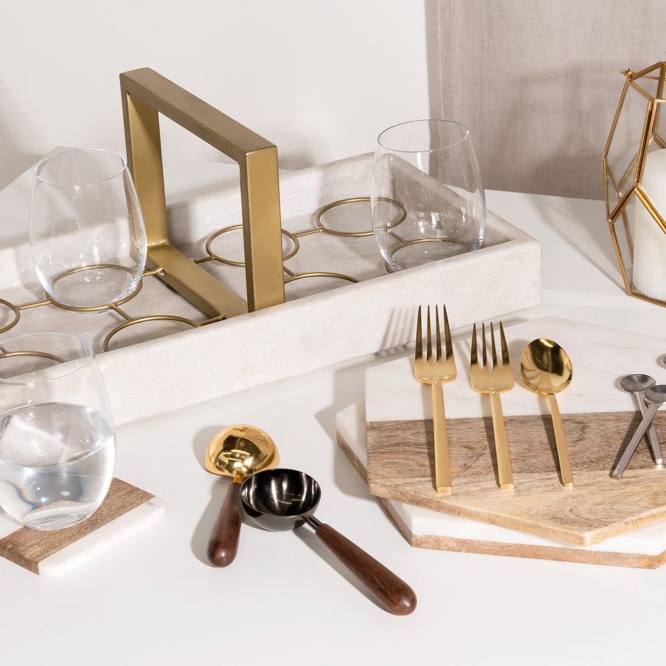 Modern Marble Tray with Gold Caddy