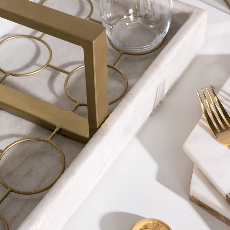Modern Marble Tray with Gold Caddy