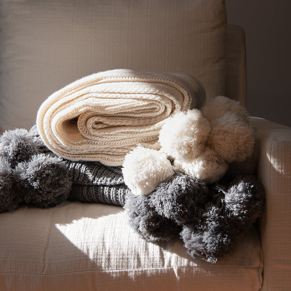 Knitted Pom Throw