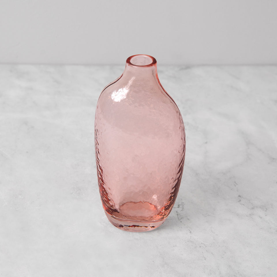 Rose Hammered Glass Vase