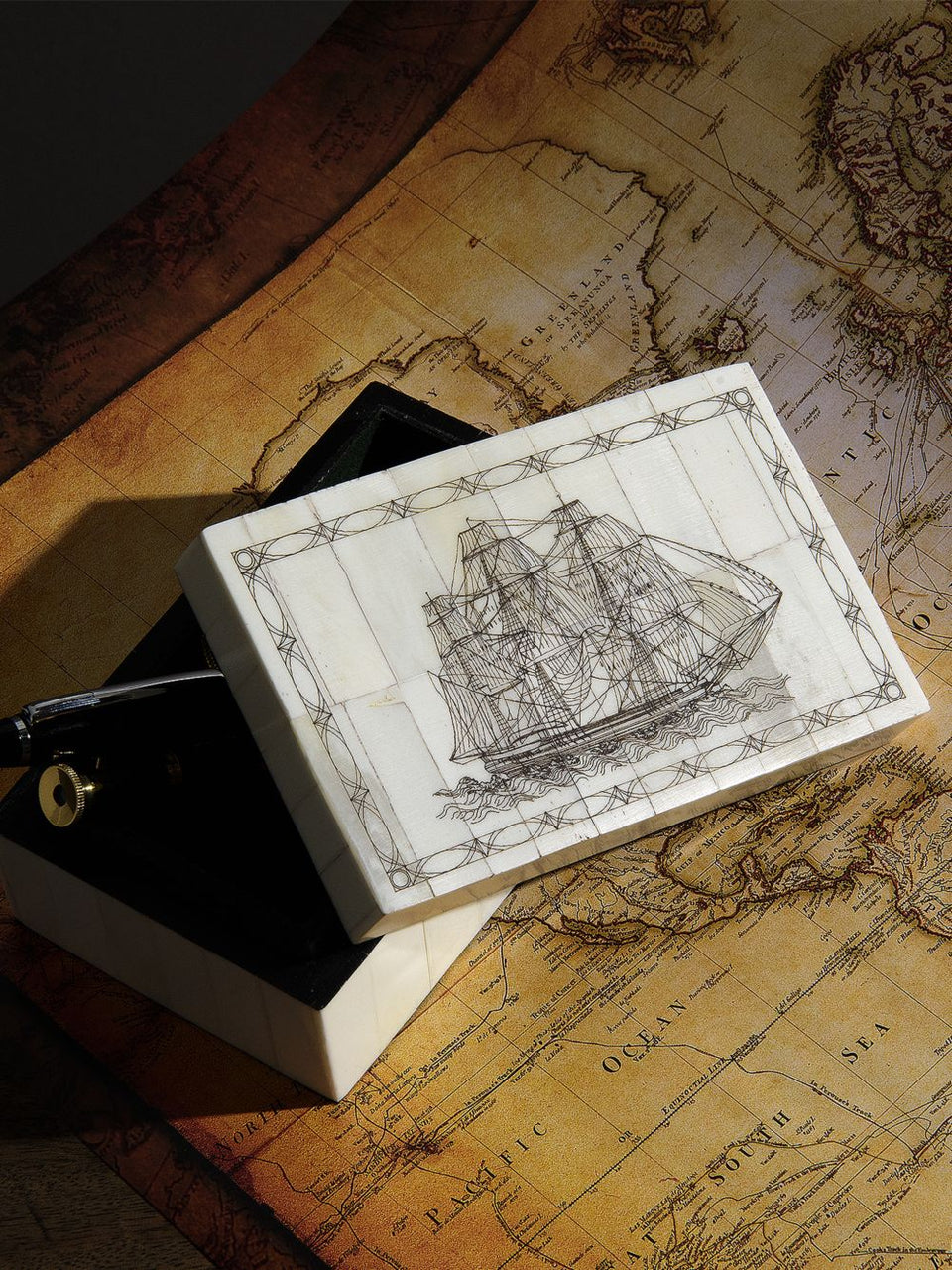 Box with Ship Etching