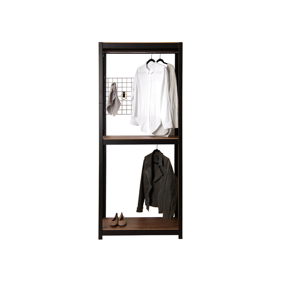 Kepsuul Two Tier Clothing Rack + Mesh Board Customizable Modular Shelving and Storage