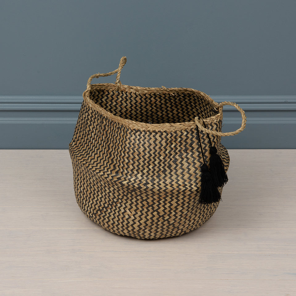 Woven Seagrass Basket with Tassels
