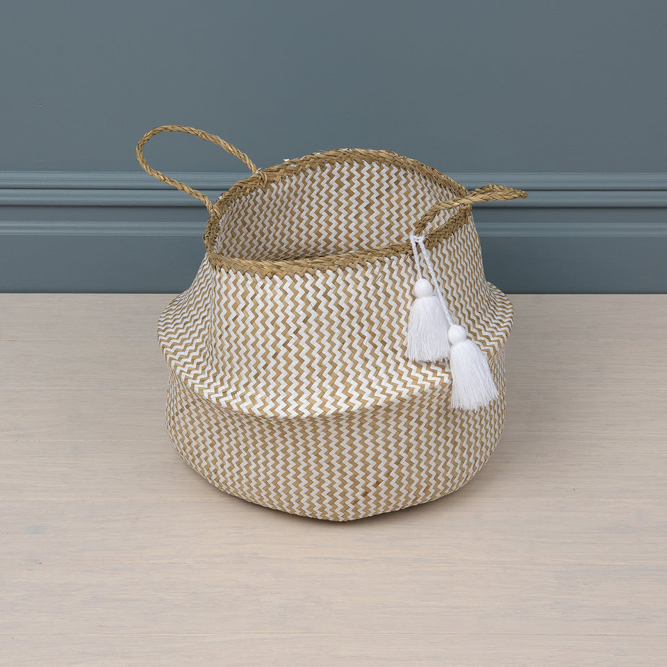 Woven Seagrass Basket with Tassels