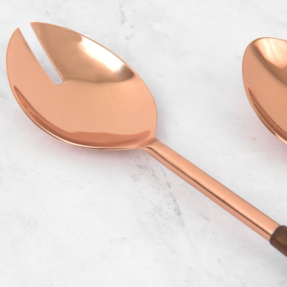Copper and Wood Serving Set