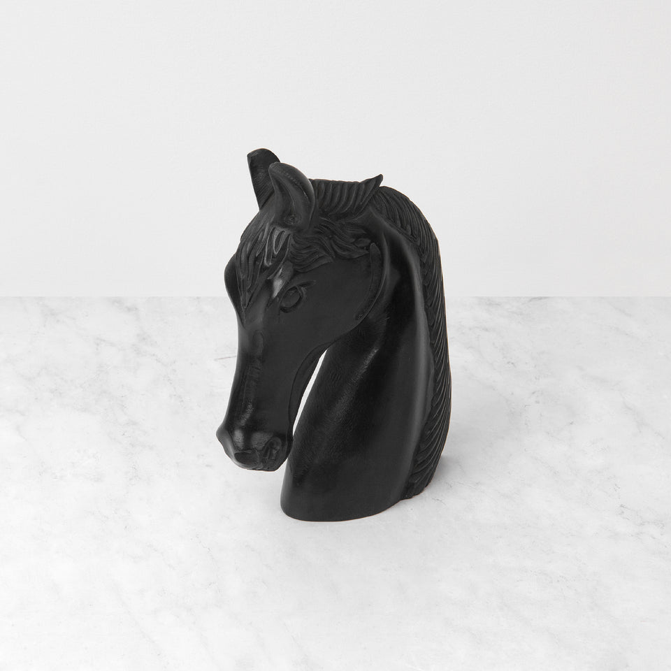 Soapstone-Carved Black Marble Horse