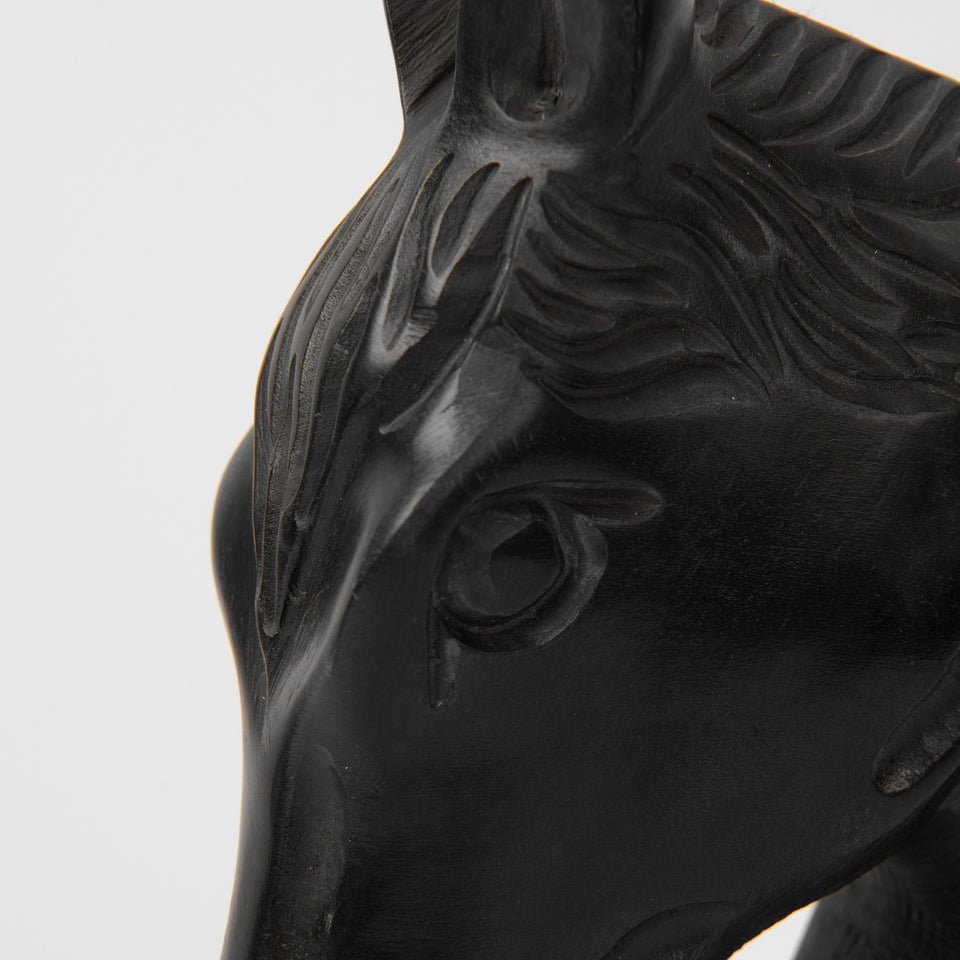 Soapstone-Carved Black Marble Horse