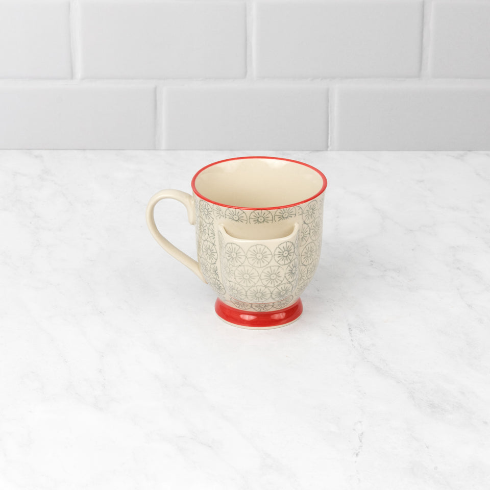 Hand Stamped Stoneware Mug with Tea Bag Holder – BHFhome