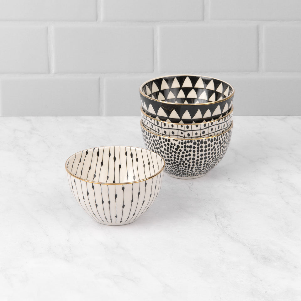 Stoneware Bowls with Gold Rim