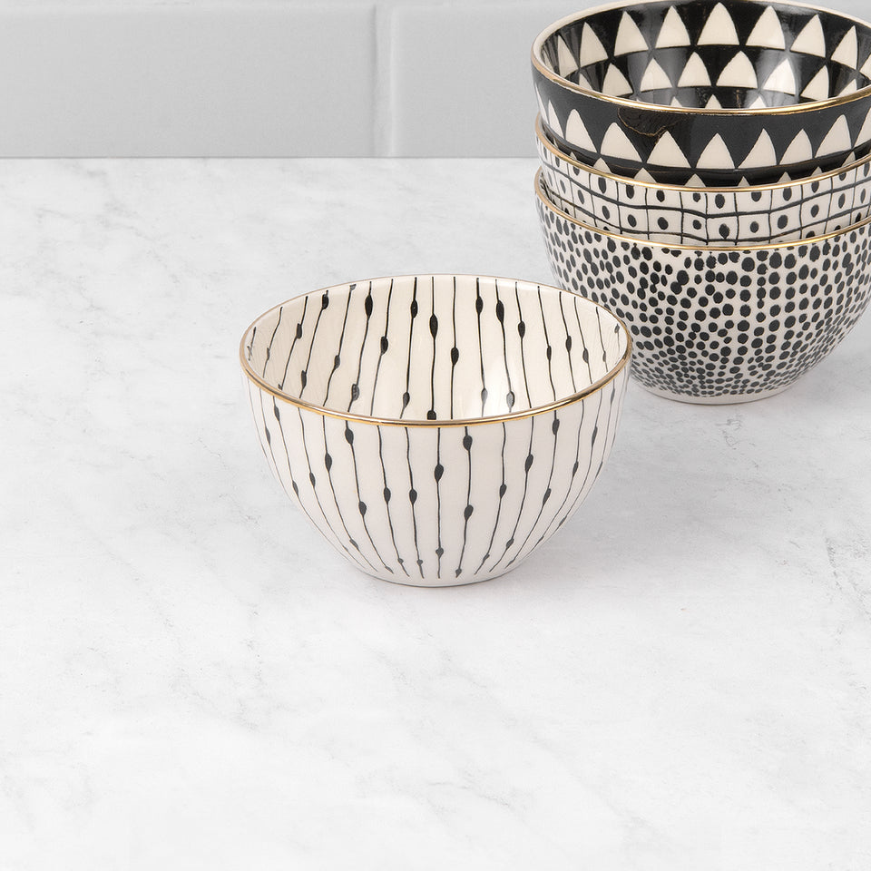 Stoneware Bowls with Gold Rim