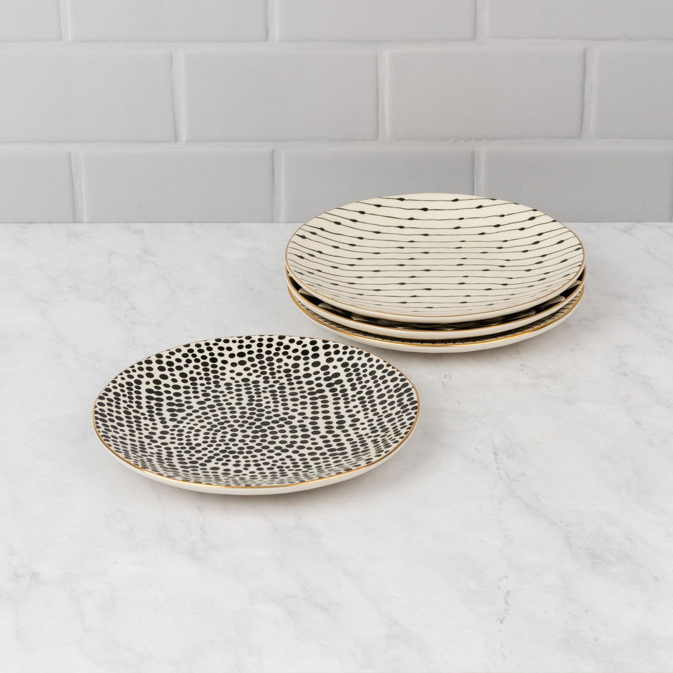 Stoneware Plates with Gold Accent