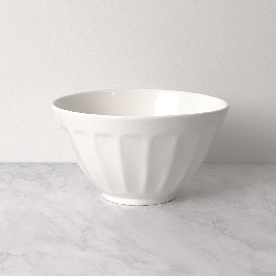 White Fluted Stoneware Mixing Bowls
