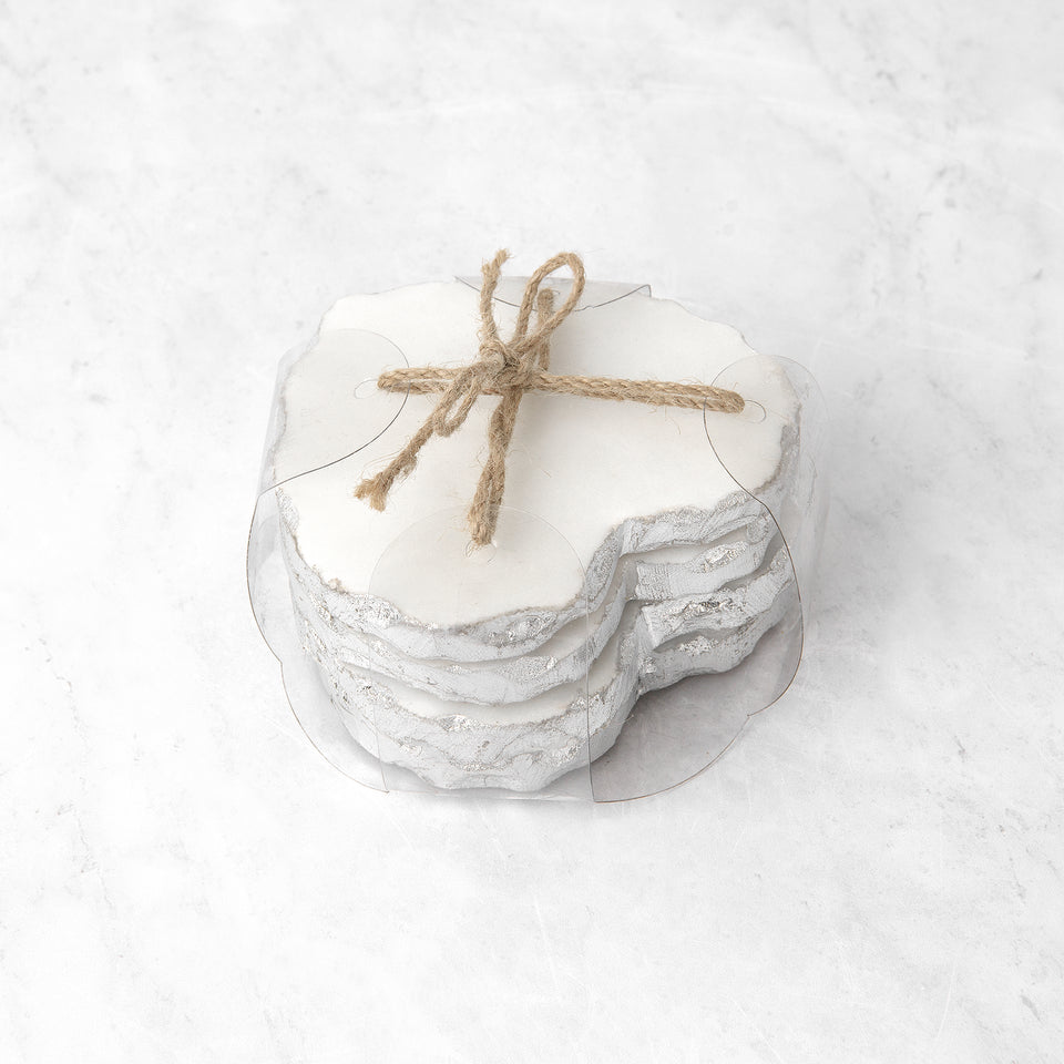 Heart-Shaped Marble Coasters with Gold or Silver-Finished Edge