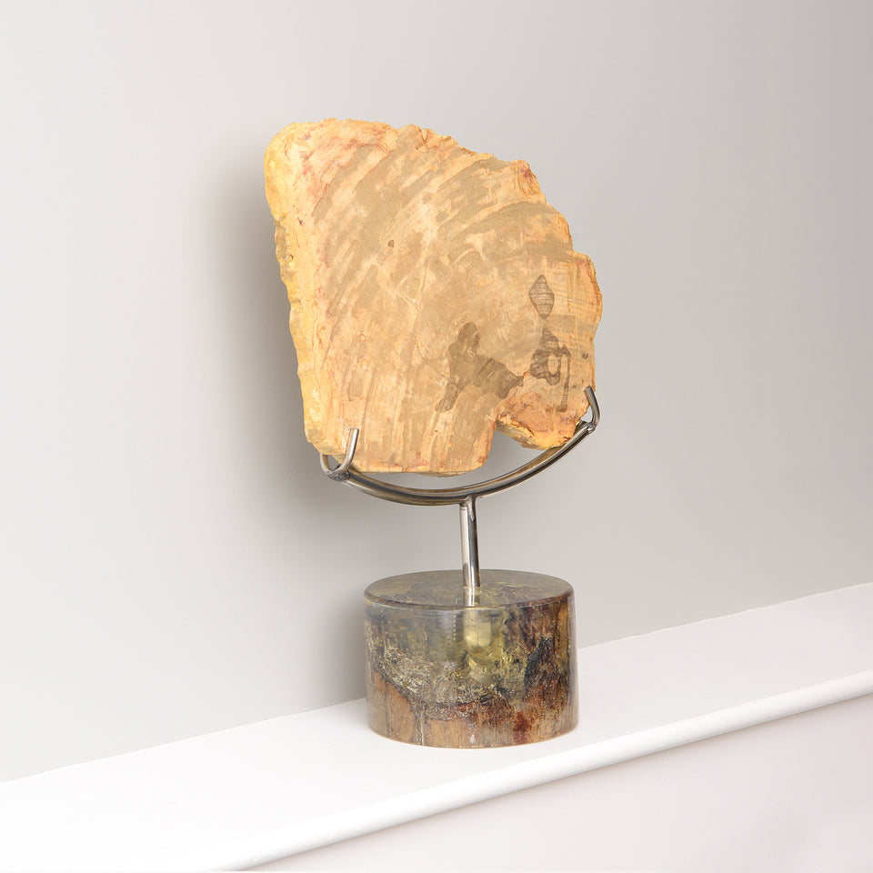 Petrified Teak Decorative Piece with Resin Base