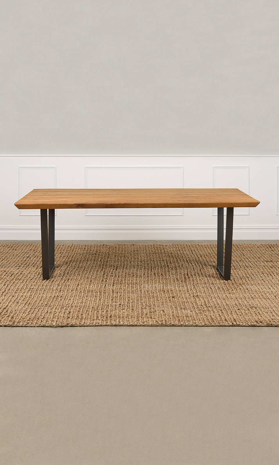 Bayan Teak Dining Table with U-shaped Metal Legs